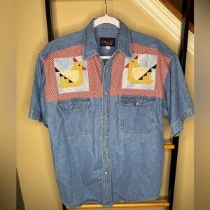 Vintage Sunbelt Sportswear Denim Patchwork Cottagecore Chicken Sun Heart